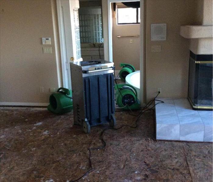 Water damage in a bedroom