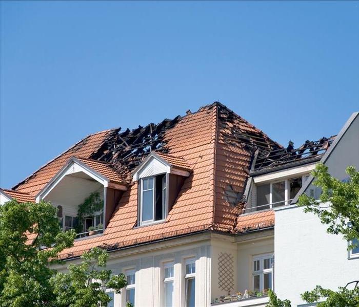 Roof damaged by fire, roof collapsed due to fire