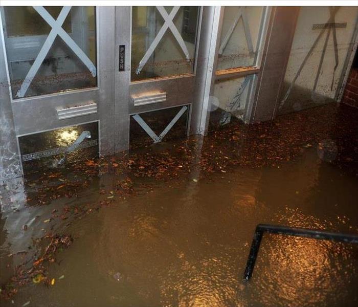  Flooded building entrance, caused by Hurricane Sandy,