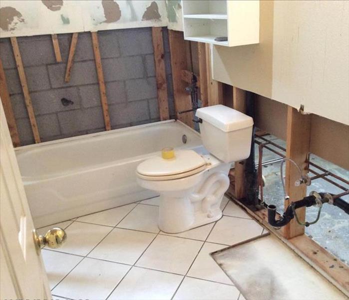 drywall removal on a bathroom